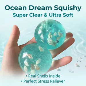 Ocean Theme Stress Relief Toy, Shell Anxiety Relief, Soft Slow Rebound Gel, Infinite Squeeze Pressure Release Block, Fun Gift for Christmas, Party, Birthday, School Rewards