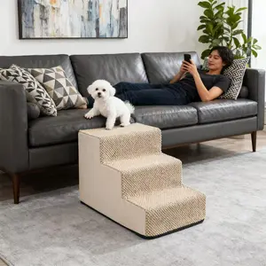 1ps 90 Degree Pet Stairs, High Elasticity Sponge Ladder for Elderly & Disabled Pets, Non-Slip Washable Fabric Steps