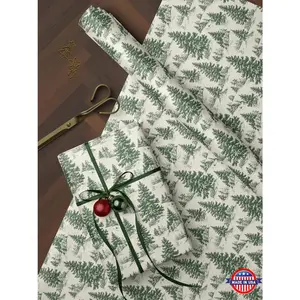 Woodland Toile Christmas Wrapping Paper Roll, Rustic Vintage Christmas Gift Wrap Roll, Holiday Gift Wrap, Luxury Christmas Wrapping Paper