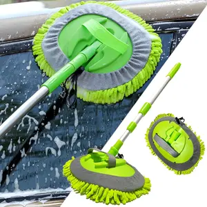 1pc Car Wash Brush Set with Long Handle, Chenille Mop Mitt, Windshield Squeegee, Durable Car Cleaning Tools for Effective DetailingAB20Lumora Living