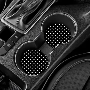 Black Polka Dot Car Coasters Set of 2 - Stylish and Durable Drink Holders for Your Vehicle