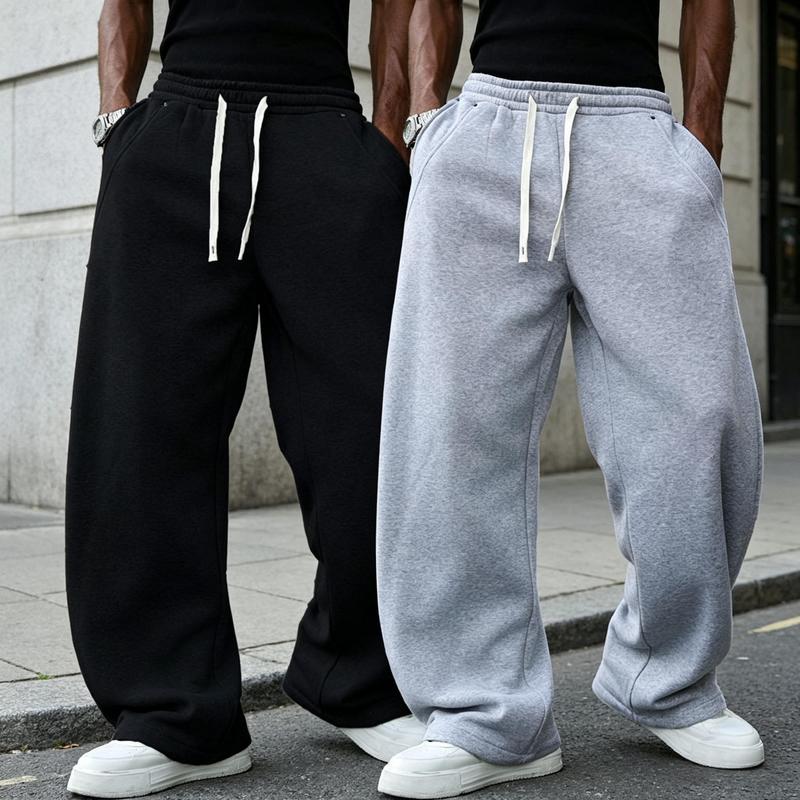 Men's Baggy Comfy Sweatpants - Loose Relaxed Fit Grey Casual Sporty Pants, Athleisure Gym Clothes for Streetwear & Loungewear, Everyday Street Pants Male Gym Fitness Sportswear Bottoms, Baggy Sweatpants, Streetwear Clothing, Men's Pants