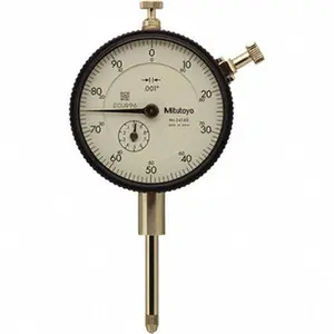 Mitutoyo Dial Drop Indicator 2416AB, 1" Range, 1-100 Dial Reading, 0.001" Graduation, 0.1" per Revolution, Flat Back, 0.001000" Accuracy, Revolution Counter, No
