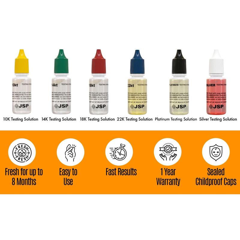 10k 14k 18k 22K 24K Gold Silver Jewelry Test Kit Acid Precious Metals Magnifier