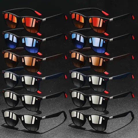 12pcs spliced sports sunglasses, Summer sports sunglasses, unisex, with UV400 lenses for UV protection, available in multiple colors, classic spliced frame with anti-slip rubber nose pad, stylish and practical, ideal for outdoor activities