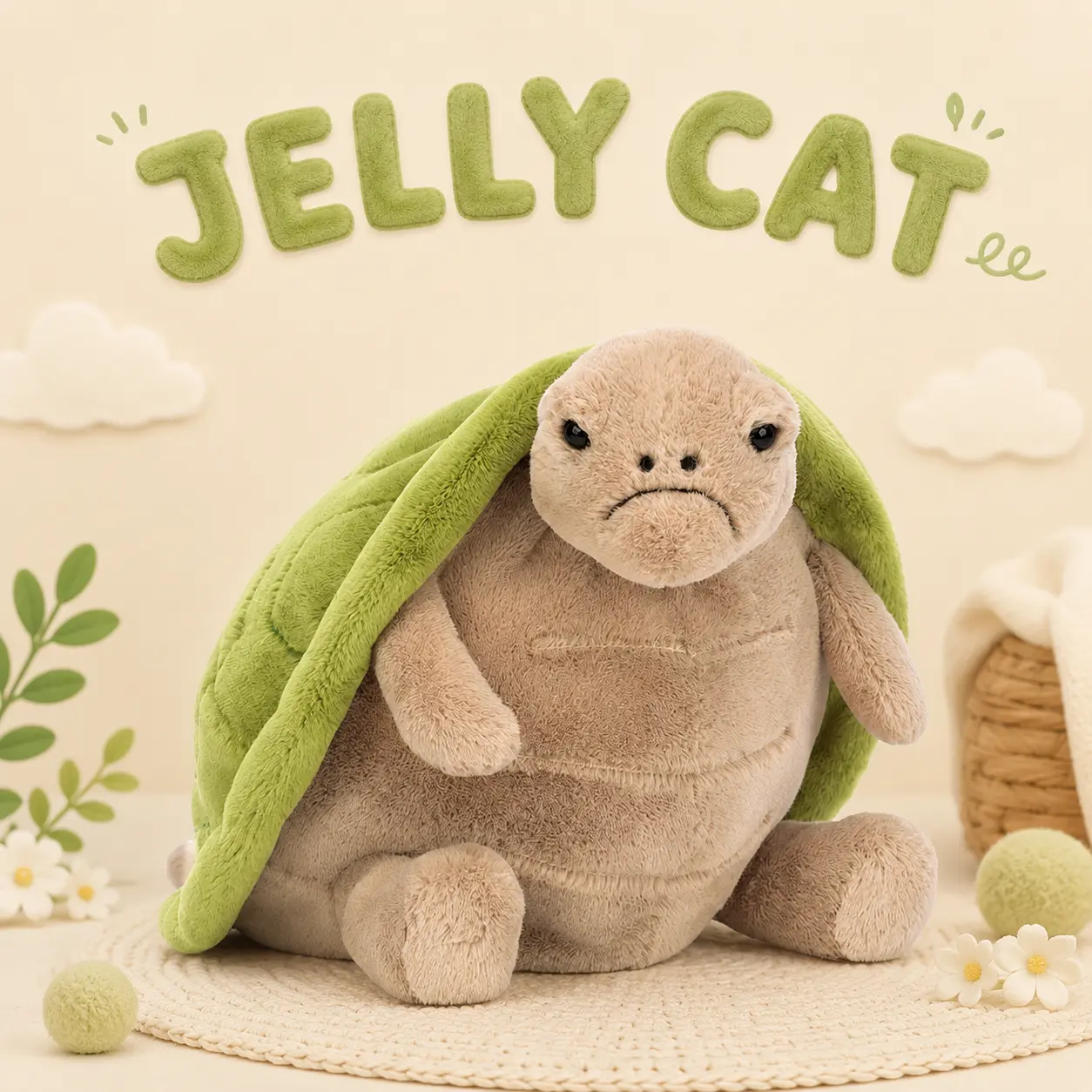 Jellycat Timmy Turtle, Cute Soft Stuffed Animal with Green Shell, Adorable Gift & Turtle Lovers