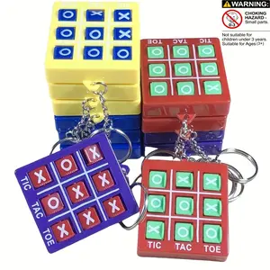 12-Piece Kids Mini Tic Tac Toe Keychains Set, Portable Keychain, Educational Learning Toy for Ages 3-6, Birthday Party Gifts, Plastic Keyring Games