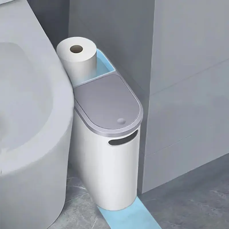 Bathroom Trash Can, 1 Count Household Creative Waste Bin with Holder & Handle, Press Type Can with Lid, Simple Paper Basket, Large Capacity Trash Bin,