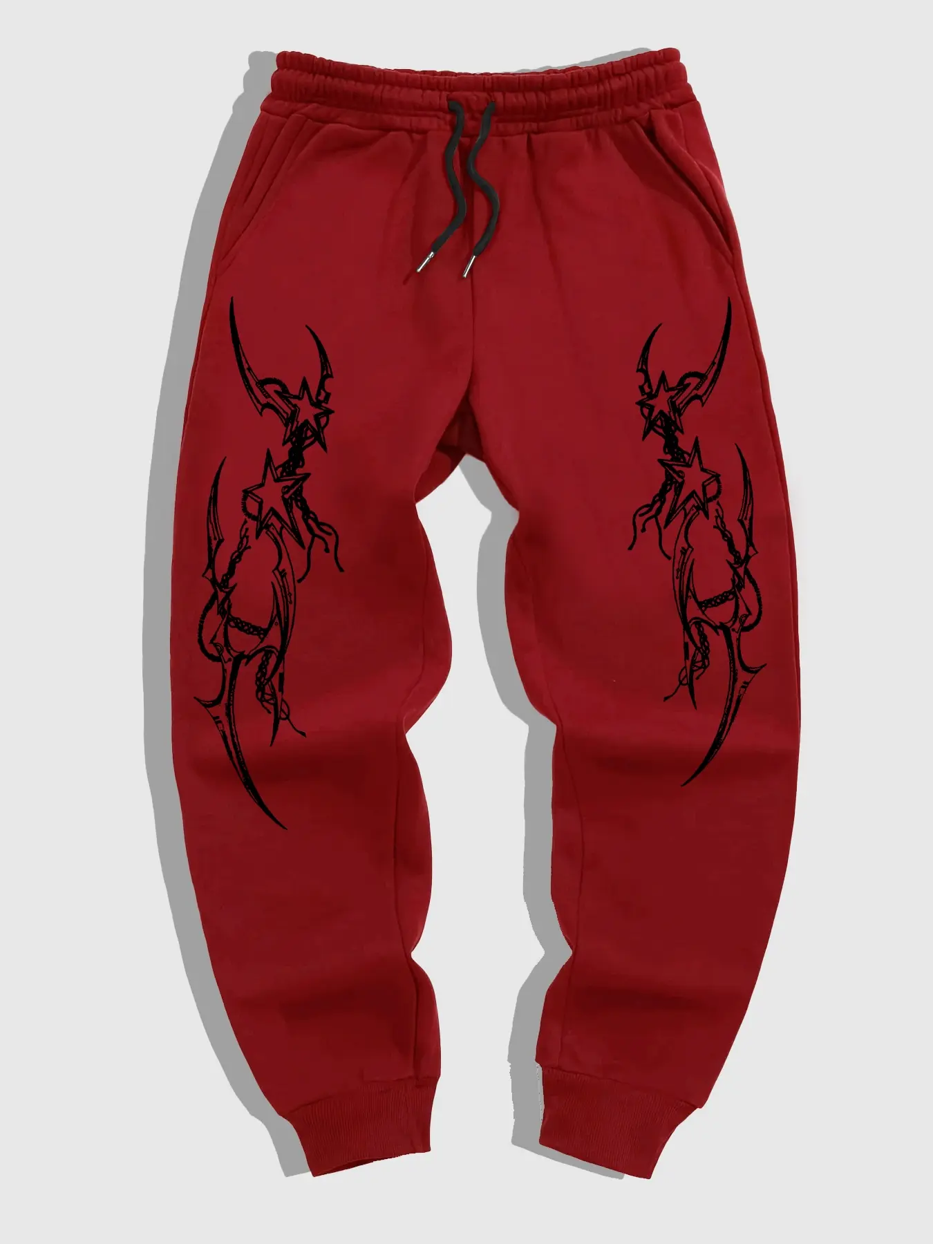 Men's Tattoo Print Streetwear Joggers, Fitted Casual Sportswear Pants, Spring & Fall Fashion, Plain Pattern, Comfortable Running Trousers