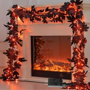 66ft Maple Leaves String Lights Fall Decor for Home Thanksgiving Decorations Lighted Fall Garland Decorations Thanksgiving Halloween Decor Full String Lights for Indoor Room Autumn Harvest