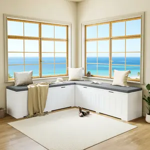 L Shaped Corner Storage Bench with Cushion, 63" Flip-Top Kitchen Banquette Nook Bench with Hidden Storage for Entryway Dining Room