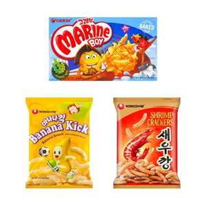 Nongshim Shrimp Crackers 75g + Banana Snack 45g + Orion Seaweed Crispy Biscuits 40g - Korean Snack Variety Pack, Jennie's Favorite Snacks