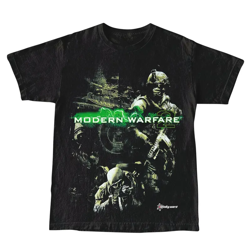 [Sale up to 30%] 2009 Call Of Duty Modern Warfare 2 Iw Promo Vintage Y2K T-Shirt Cotton Menswear Top Decoration Y2k