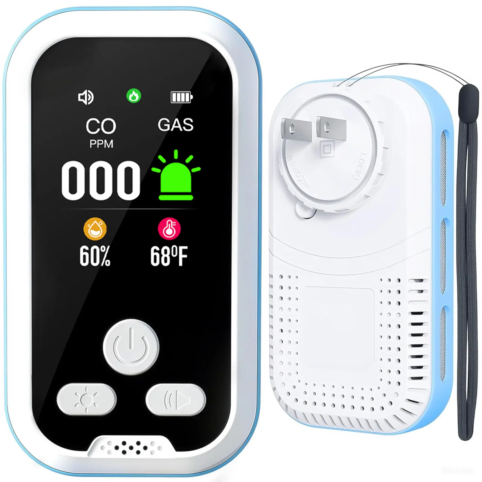 Buwheekoki 6-in-1 Portable Detector, Home Items with Natural Gas, Temperature & Humidity Sensors, Plug-and-Play Design, High-Definition Display, Accurate Alerts, Ideal for Kitchen, Household Use