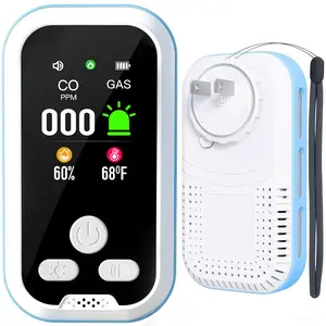 Buwheekoki 6-in-1 Portable Detector, Natural Gas Sensor, Temperature Humidity Monitor, Plug-and-Play HD Display, Smart Alarm for Kitchen, RV, Household Air Purification Use