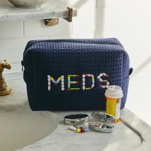 Meds Apothecary Waffle Pouch - Embroidered Cosmetic Pouch