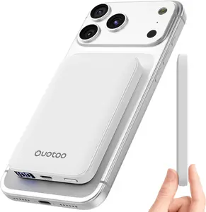 Ultra-Thin Magnetic Power Bank 5000mAh, 15W Qi Wireless Fast Charging & 20W USB-C PD Portable Battery Pack, MagSafe Compatible, LED Display, Pocket-Sized Travel Charger