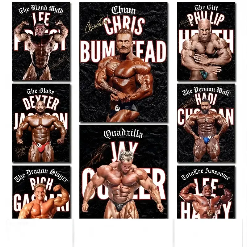 Bodybuilding Legends Motivational Canvas Wall Art | Hardcore Home Gym & Fitness Center Decor | Iconic Muscle Champions Inspiration Poster