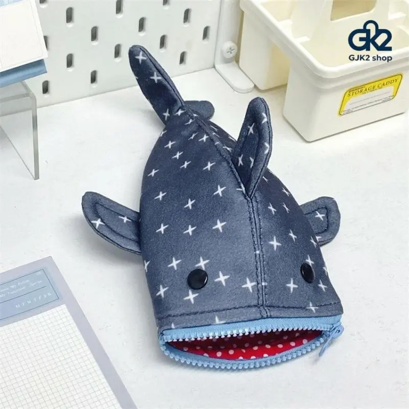 [Shark | Pencils] Cute Shark Pencil Case, Shark Mouth Zipper Pencil Bag | Playful Creative Canvas Animal Stationery Bag Office School Supplies