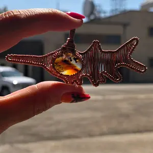Montana Agate Paddlefish wire wrap pendant
