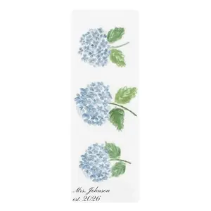 Custom Blue Hydrangea Watercolor Rubber Yoga Mat | Personalized name and est. date option