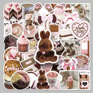 Cartoon Rabbit Pattern Sticker, 50pcs/set Cute Cartoon Sticker, Decorative Sticker for DIY Scrapbooking, Journal Making, Gift Wrapping, Adhesive Stickers, Stickers Kit