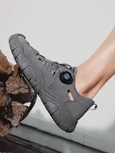 Hollow Out Breathable Sandals, Spiral Buckle Waterproof Shoes, Casual Driving Beach Footwear, Outdoor Sports Shoes