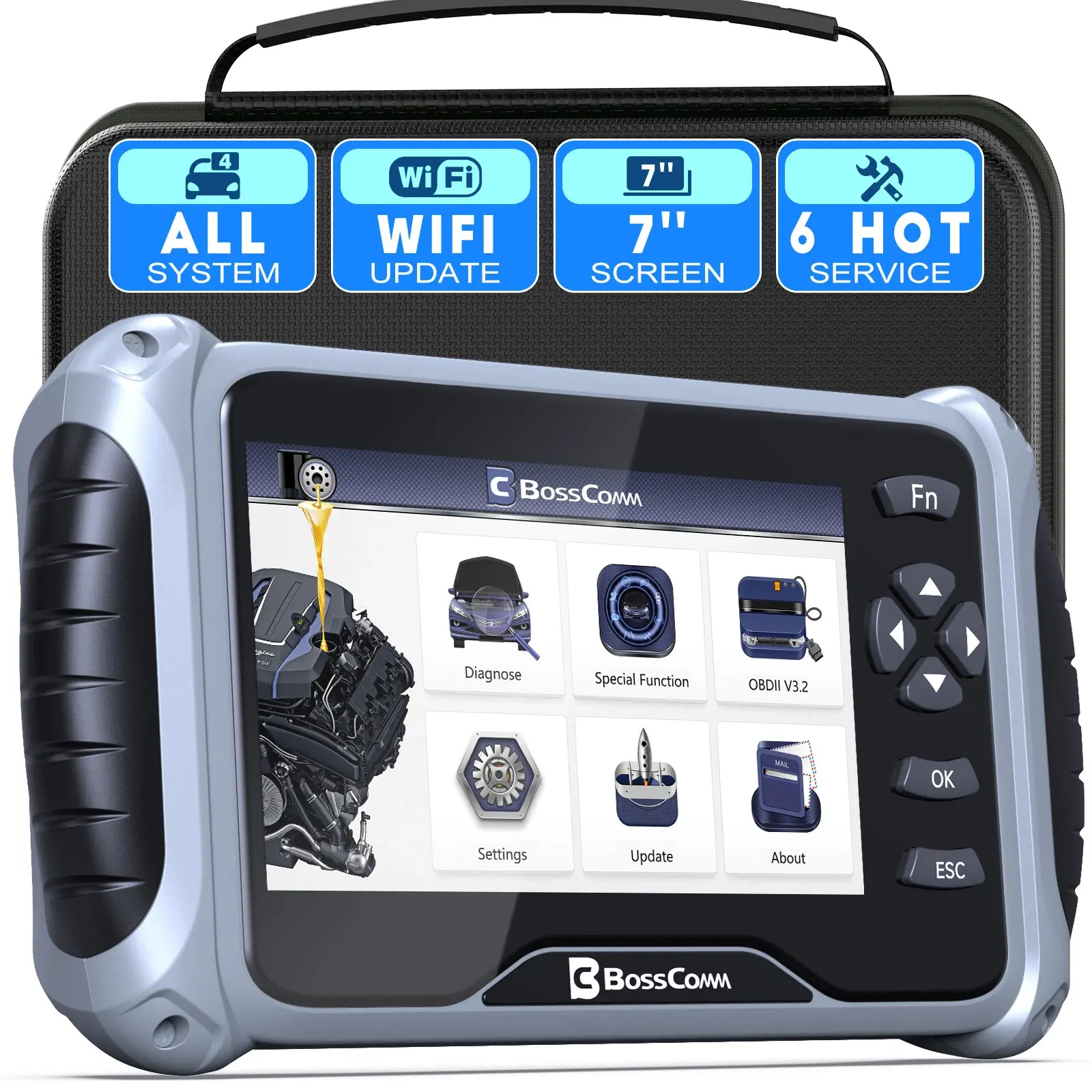 IF745 OBD2 Scanner, All System Car Diagnostic Tool with ABS Bleeding-BMS-Oil Reset-Throttle Relearn-SAS-EPB, Automotive Diagnostic Scan Tool Code Reader with 7" Screen, Lifetime WiFi Update