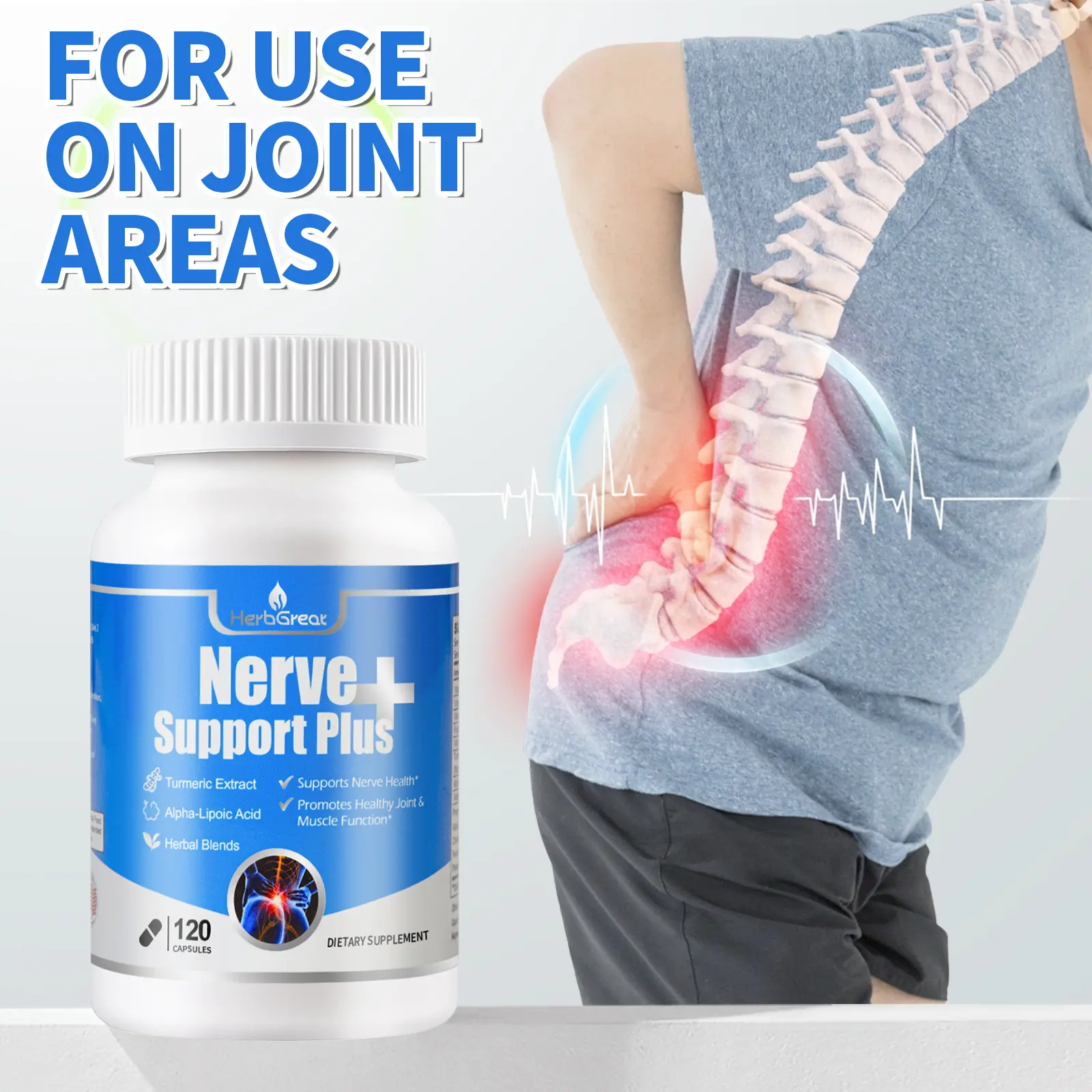 HerbGreat Nerve Support Plus – Sciatica & Neuropathy Relief Supplement with  Turmeric, B Vitamins, Alpha-Lipoic Acid