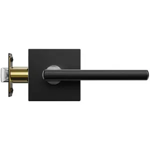 VEVOR Passage Door Handle, 1 Pack Matte Black Door Lever, Left or Right Handing Reversible Lever Non-Locking, 45 °   Rotation to Open, Square Interior Door Handles for Hallways, Closets, Meeting Spaces