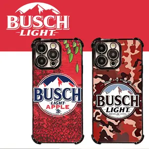 Busch Light Beer Lover Retro Pattern Tough Electroplated TPU Casing For iphone 16 15 14 13 12 11 X XS PRO PLUS MAX Four Corners Anti-Fall Transparent Soft Silicone Gift Shockproof Protection Anti-Drop Protective Protector Phone Cases Shell Cover AM1373
