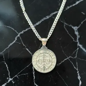 Saint Benedict Necklace 925 Sterling Silver Pendant – Catholic Protection Medal Gift for Men Women”