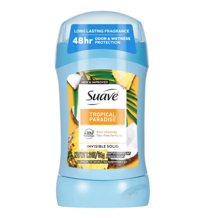 Suave Women's Antiperspirant Deodorant, Tropical Paradise Scent, 48-Hour Protection, 1.2 oz
