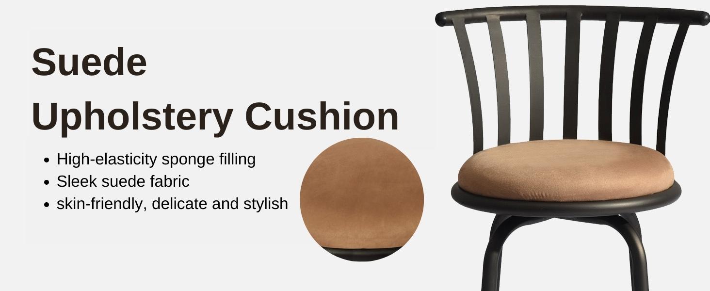 【Black Friday】Homy Casa Furniture Barstools  Brown Swivel Barstools with back and Faux Leather, kitchen counter height Armless Bar Chairs with Metal Legs, Footrest 24/29 Inch Springtok Design