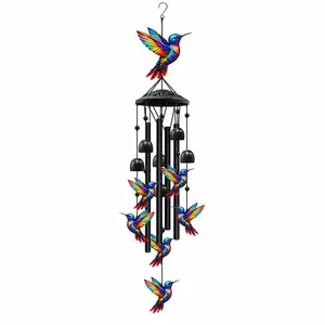 Outdoor Hummingbird Wind Chime Black Metal Yard Wind Chime Garden/Yard Decoration Durable Outdoor Wind Chime Best Holiday Gift Hummingbird Gift Unisex