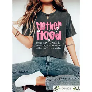 Retro Comfort T-shirt, Motherhood Coquette Bow Shirt, Floral Motherhood Sweatshirt, Funny Mother's Day Gift, Some Day I Rock It Mom Tee