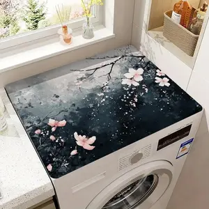 Cherry Blossom Pattern Washing Machine Cover, 1 Count Durable Washing Machine Top Cover, Easy to Clean Kitchen Appliance Cover for Laundry Room