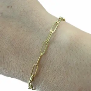 14KT Gold 3mm Paperclip Bracelet (Semisolid) for Everyday Wear - 3 sizes
