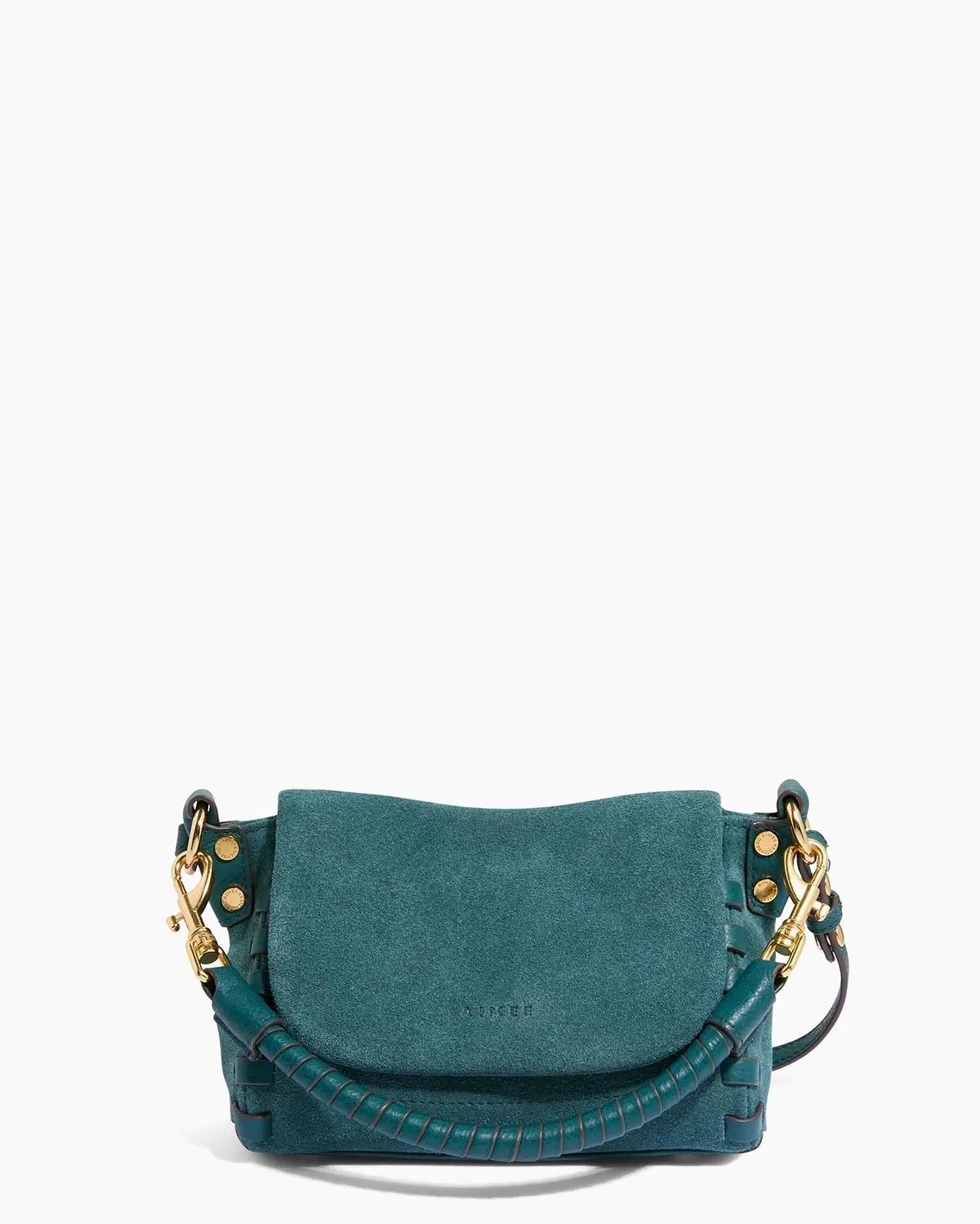 Aimee Kestenberg Zen Mini Crossbody - Teal Suede with Gold Accents and Adjustable Strap