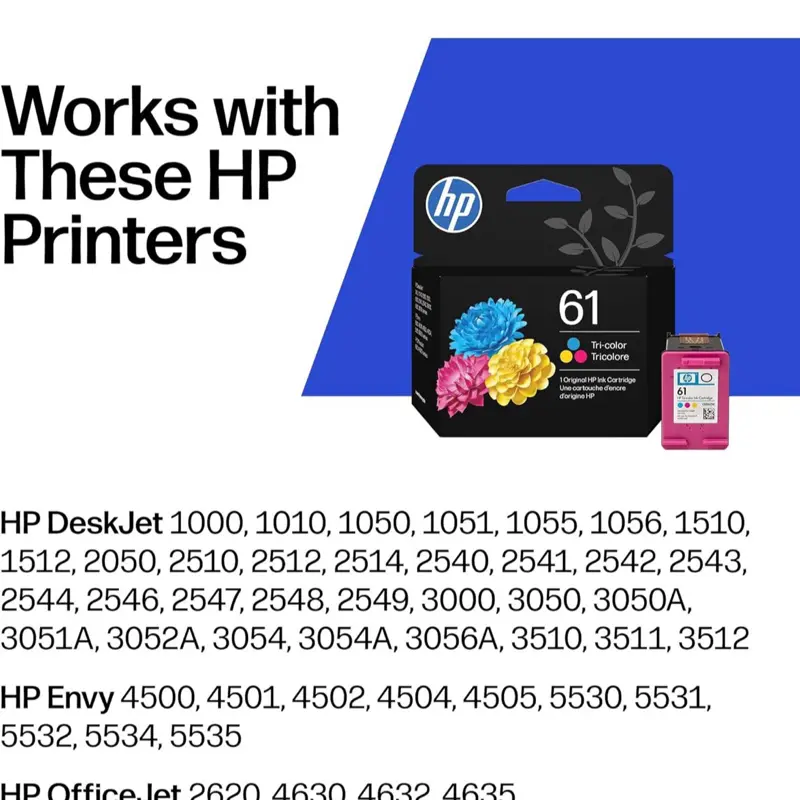 HP 61 Genuine Original Tri-Color Ink Cartridge Inkjet for DeskJet Envy OfficeJet