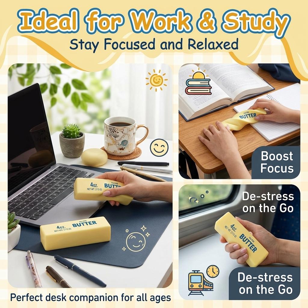 Viral Soft Butter Squishy Toy | Slow Rebound Stress Ball | Silky Touch & Durable