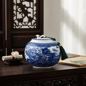 Qingming River Scene Chinoiserie Porcelain Jar