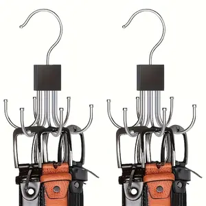 2 pieces of six claw rotating multifunctional hooks: clothes, hats, scarves, wardrobe storage hooks - door hooks - bag hooks - wooden polished surface hooks