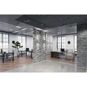 7x5ft Modern Office Backdrop Online Meeting Video Conference Background Rustic Grey Brick Wall Wooden Floor Windows Business Office Backdrops Live Video Supplies Office Party Photo Studio Camera Cloth Iron Picture Stick Smartphone