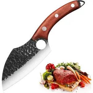 Kitchen Knife Meat Cleaver, Knife Butcher Knife Hand Forged Chef Boning Knife Caveman Knife, Viking Knife Full Tang Stainless Steel Fillet Knives, Vegetable Kitchen Meat Cutting Knife for Camping BBQ Outdoor Home Tool#Summervibes