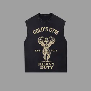 [GoldenIron] Gold's Gym Heavy Duty Bodybuilding Retro Unisex Washed Tank top, T-Shirt , 100% Heavy Cotton Gold's Gym Workout Hoodie Tee, Men's Sport Outfit, Gym Men's Hoodie T-shirt - Tank Top, Muscle Training Shirt, Gift for man