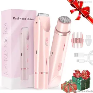 Bikini Trimmer for Women, Electric Shaver and Razor Rechargeable 2-in-1 Body and Facial Epilator, Dual Heads for Painless Trimming of Pubic Hair, Face, Underarms and Legs, Summer Gift,Girlfriend gift, birthday giftCCMasterMarkToolsFFLimitlessApparel3