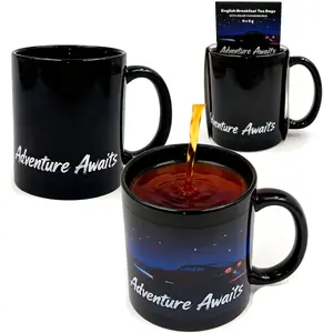 Color Changing Mug 12OZ Funny Adventure Awaits Magic Heat Reveal Coffee Cup, Funny Thermochromic Ceramic  Mug for Breakfast Lovers, Novelty Birthday  for Dad, Mom, Him or Her