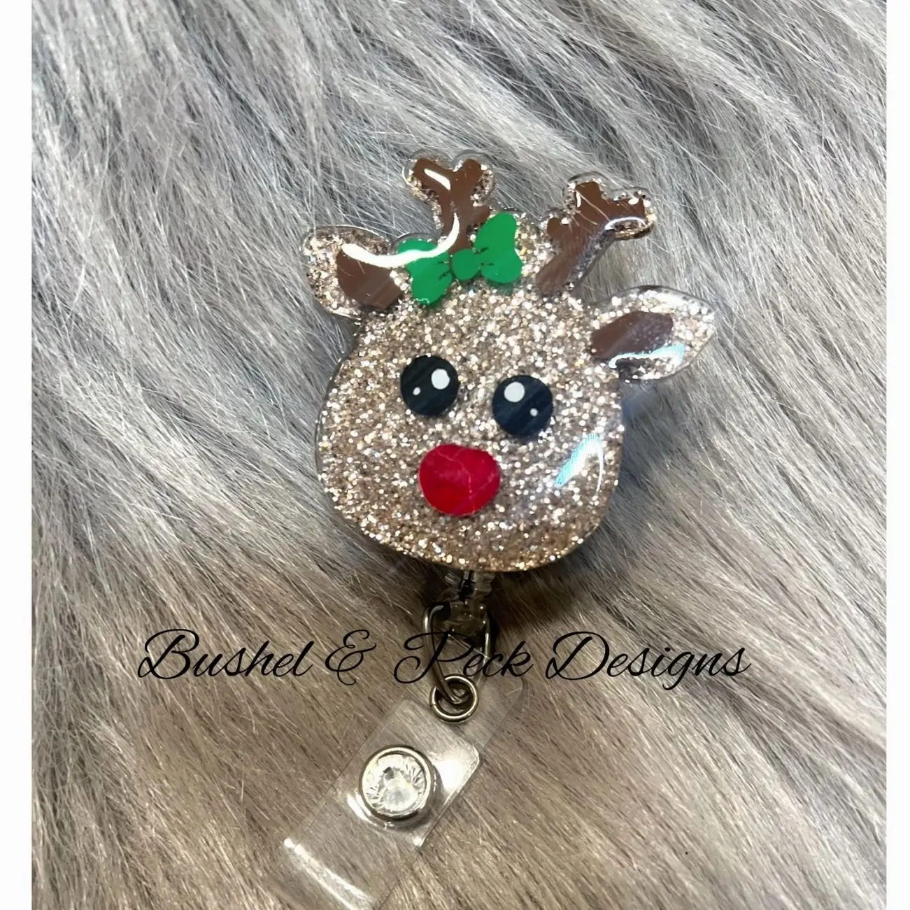 Reindeer badge reel, Glitter badge reel, christmas badge reel, personalized badge reel, nurse badge reel, custom badge reel, badge reel
