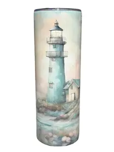 Lighthouse Beach Sunset - 20oz oz 20 oz. 20oz. - Skinny Straight Sublimation Tumbler - Amy's Tumbler Junkies - Your Favorite Tumbler Shop!